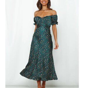 Spiced Ginger Medley Maxi Dress Green Leopard